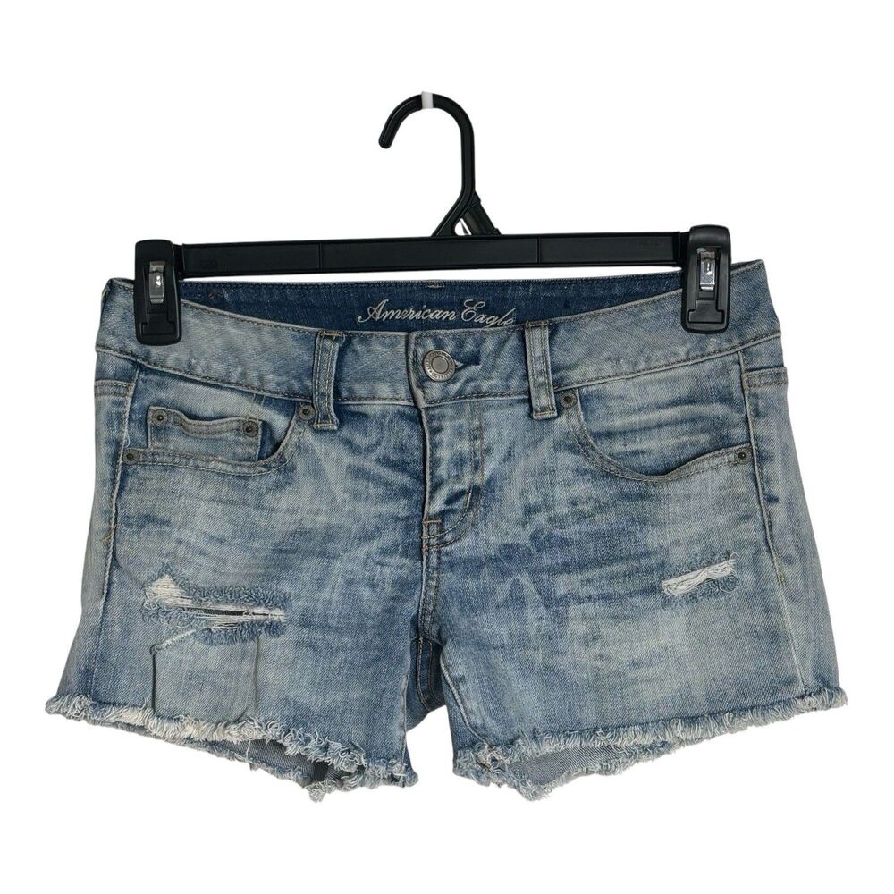 American Eagle Distressed Acid Wash Raw Hem Cutoff Shorts 2 Y2K Indie Sleaze